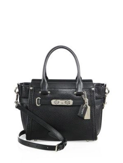 Shop Coach Swagger Small Pebbled Leather Satchel In Black