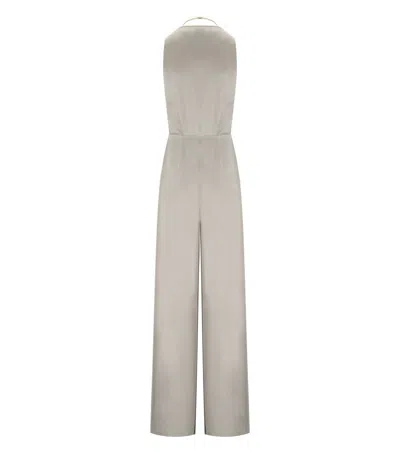 Shop Elisabetta Franchi Pearl Grey Jumpsuit With Accessory