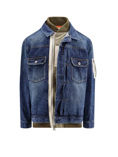 Shop Sacai Jacket In Blue