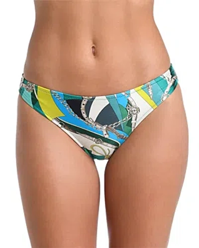 L Agence L'agence Nicole Belt Print Classic Bikini Bottoms In Multi