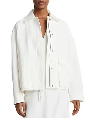 Shop Vince Cotton Stretch Zip Jacket In Off White