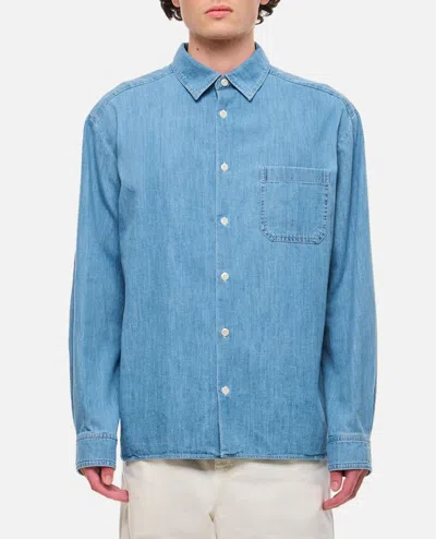 Shop Apc Math Cotton Shirt In Sky Blue