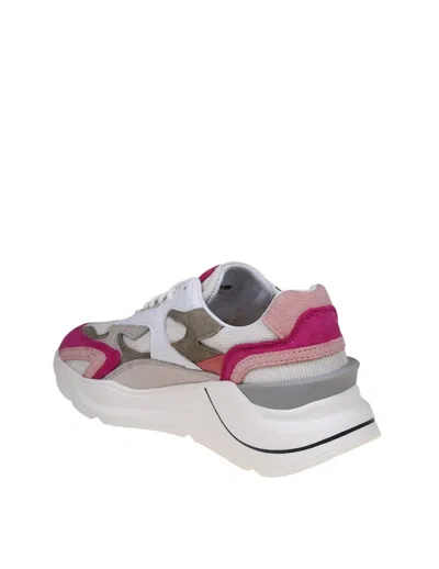 Shop Date D.a.t.e. Suede And Fabric Sneakers In White/fuxia