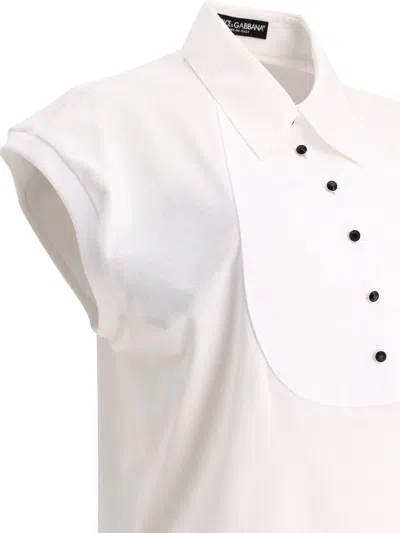 Shop Dolce & Gabbana Polo Shirt With Tux Front In White