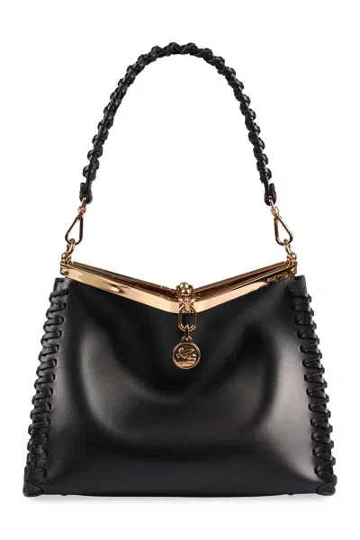 Shop Etro Medium 'vela' Black Leather Bag
