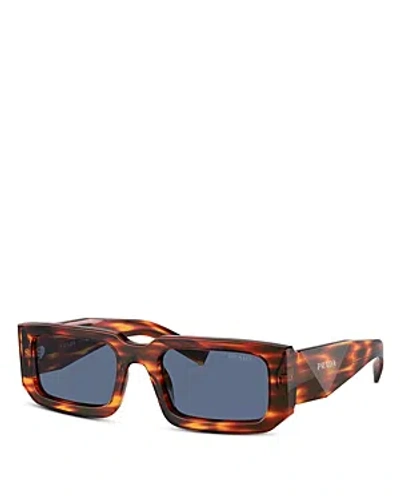 Shop Prada Rectangular Sunglasses, 53mm In Brown/blue Solid