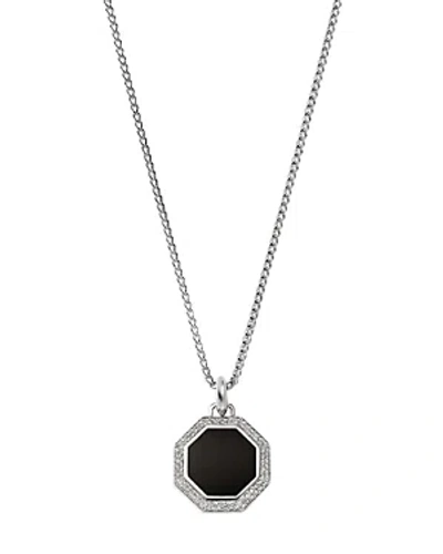 Shop John Hardy Men's Silver Id Onyx & Diamond Hexagon Halo Pendant Necklace, 22 In Black/silver