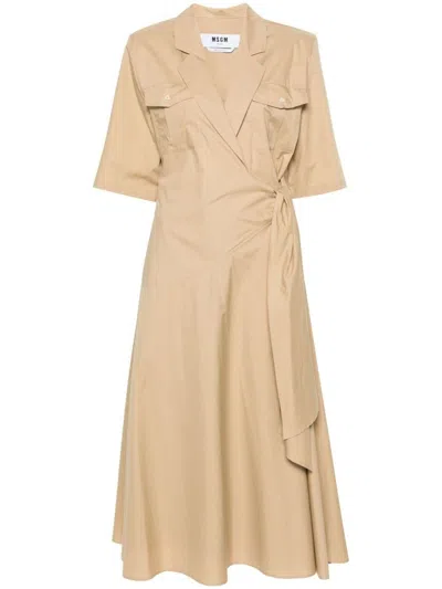 Shop Msgm Dresses Beige