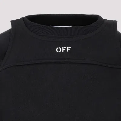 Shop Off-white Logo-print Cropped Cotton Sweatshirt In Black White