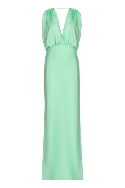 Shop Pinko Dolcetto Satin Dress In Green