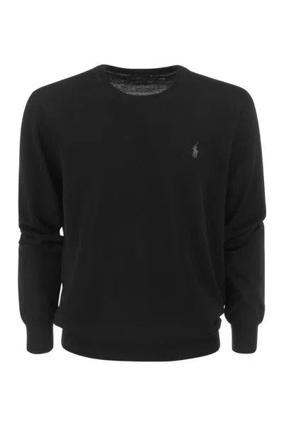 Shop Polo Ralph Lauren Crew-neck Wool Sweater In Black