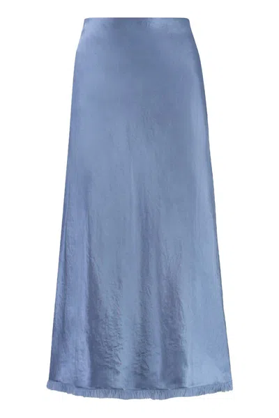Shop Vince Satin Skirt In Blue