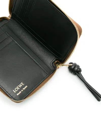 Shop Loewe Knot Leather Compact Zip Wallet In Brown