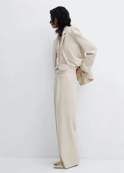 Shop Mango Pleated Suit Pants Light/pastel Grey In Gris Clair/pastel