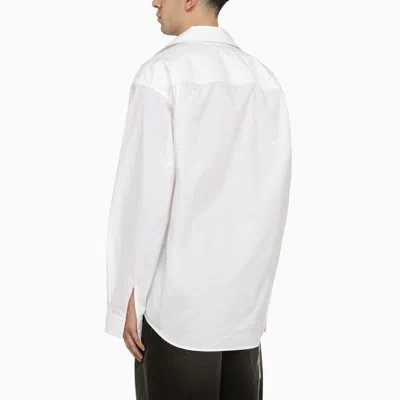 Shop Balenciaga Kick Collar Oversize Shirt In White
