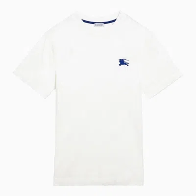 Shop Burberry T-shirt With Logo Embroidery In White