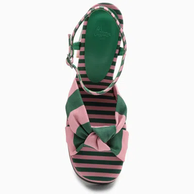 Shop Castaã±er Castañer Green/pink High Sandal With Platform In Multicolor