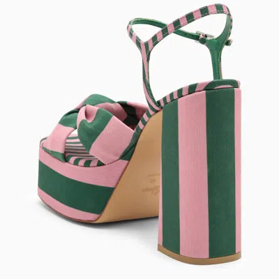 Shop Castaã±er Castañer Green/pink High Sandal With Platform In Multicolor