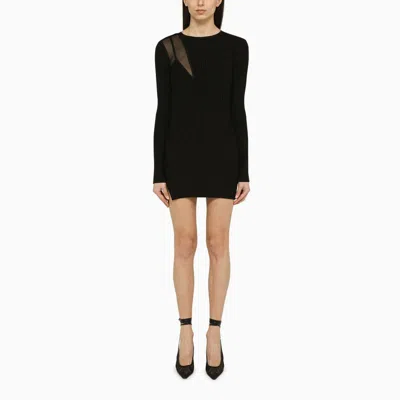 Shop David Koma Blend Ribbed Mini Dress In Black