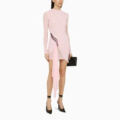 Shop David Koma Viscose Mini Dress With Draping In Pink