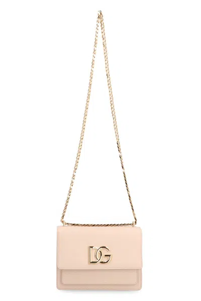 Shop Dolce & Gabbana 3.5 Leather Crossbody Bag In Pale Pink