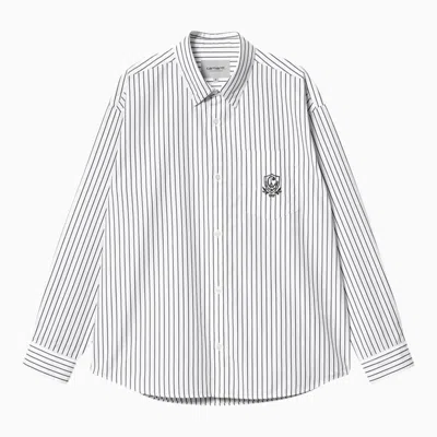 Shop Carhartt Wip Striped Linus L/s Shirt In White