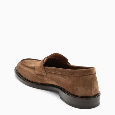 Shop Doucal's Classic Suede Moccasin In Brown