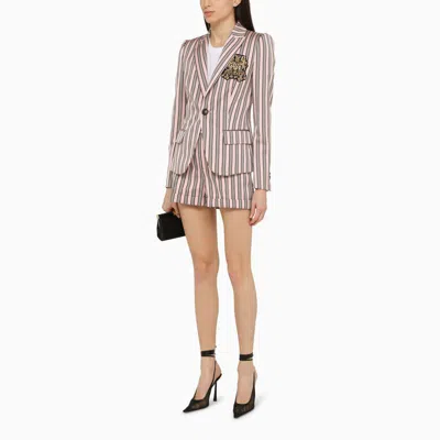 Shop Dsquared2 Pink/blue Striped Single-breasted Jacket In Blend In Multicolor