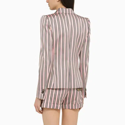 Shop Dsquared2 Pink/blue Striped Single-breasted Jacket In Blend In Multicolor
