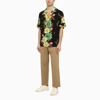 Shop Etro Black Floral Print Shirt In Multicolor