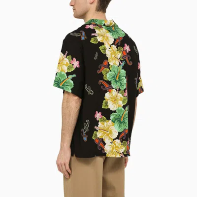 Shop Etro Black Floral Print Shirt In Multicolor