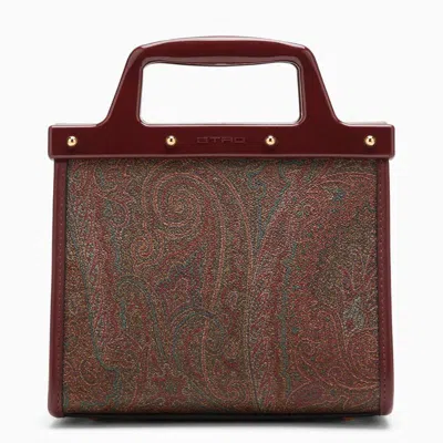 Shop Etro Love Trotter Small Bag With Jacquard Pattern In Burgundy