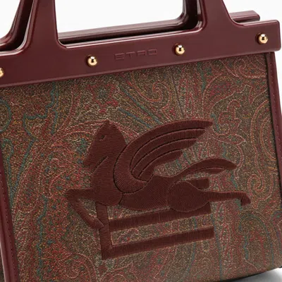 Shop Etro Love Trotter Small Bag With Jacquard Pattern In Burgundy