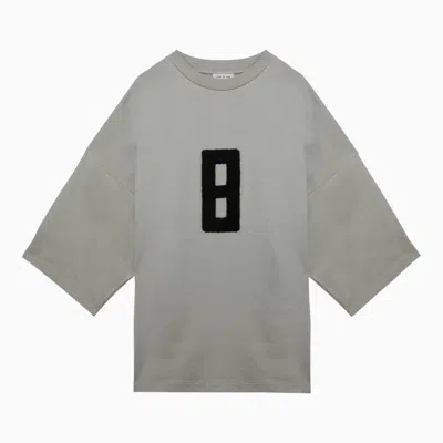 Shop Fear Of God T-shirt With Embroidery Milan 8 Paris Sky In Grey