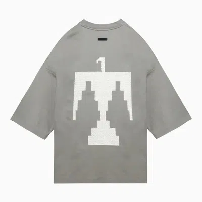 Shop Fear Of God T-shirt With Thunderbird Milano Paris Sky Embroidery In Grey