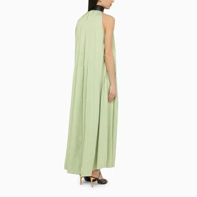 Shop Ferragamo Long Dress With Contrasting Collar In Green
