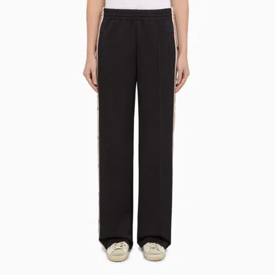 Shop Golden Goose Dark Sports Trousers With Side Band In Blue
