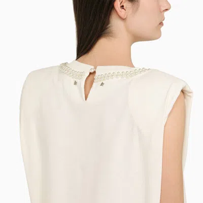 Shop Golden Goose Tank Top With Pearl Detail In White