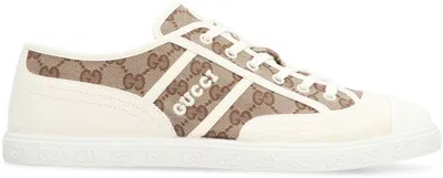 Shop Gucci Fabric Low-top Sneakers In Beige