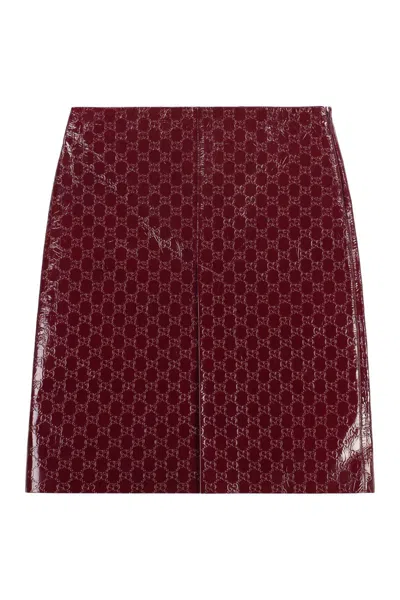 Shop Gucci Gg Motif Skirt In Red