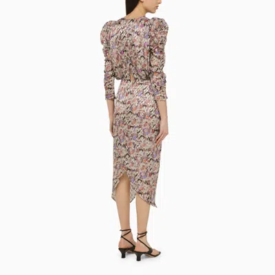 Shop Isabel Marant Blend Midi Dress With Draping In Multicolor