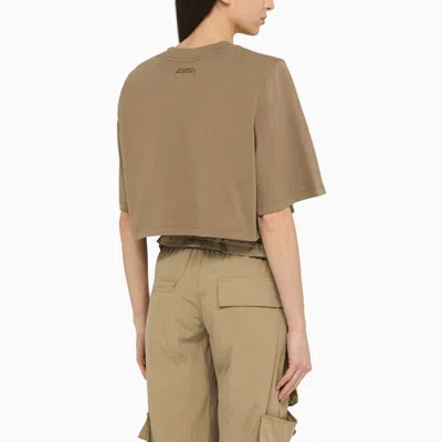 Shop Isabel Marant Kaki-coloured Cropped T-shirt In Beige