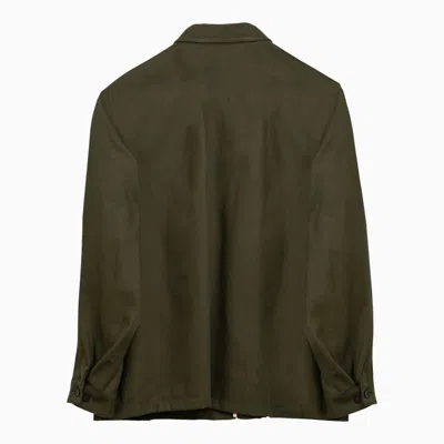 Shop Marni Dark Zipped Shirt Jacket In Green