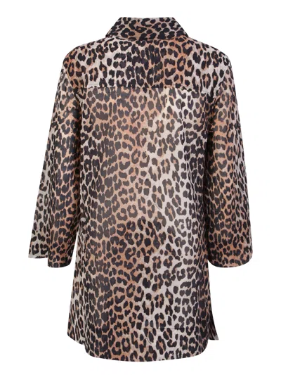 Shop Ganni Leopard Print Shirt In Black