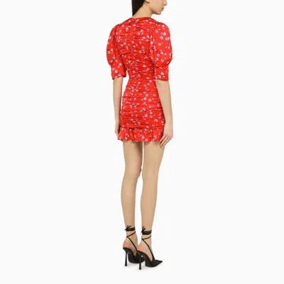 Shop Rotate Birger Christensen Red Draped Mini Dress In Print