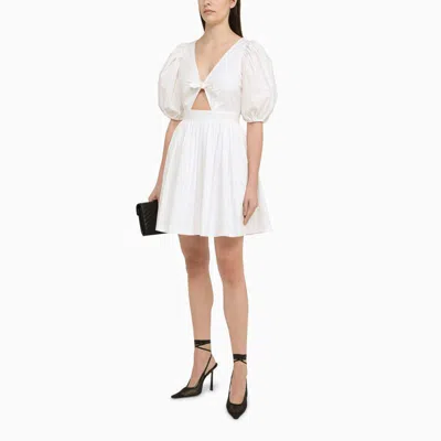 Shop Rotate Birger Christensen Mini Dress With Puff Sleeves In White