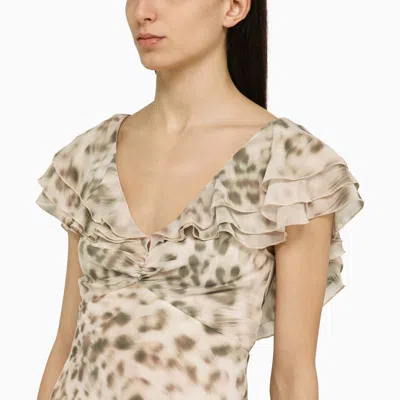 Shop Rotate Birger Christensen Leopard Chiffon Mini Dress With Ruffles In Print