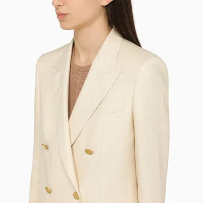 Shop Tagliatore Cream Double-breasted Jacket In White