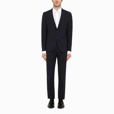 Shop Tagliatore Navy Single-breasted Suit In Blend In Blue