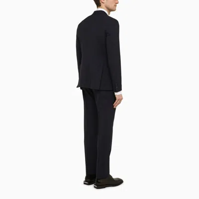 Shop Tagliatore Navy Single-breasted Suit In Blend In Blue